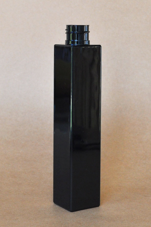 SNEP-THBSQPET25024410-Square PET Tall Black bottle with 24410 Neck Size 