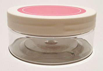 SNJAR150CLFPINKWL-150g Clear PET Plastic Jar with 89/400 Flat Pink/White Lid 