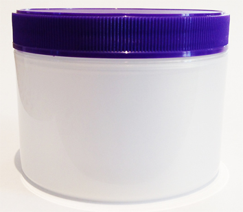 SNEJ-DWN180- Double Walled Natural Round Jar 180ml with Matching Purple ribbed lid
