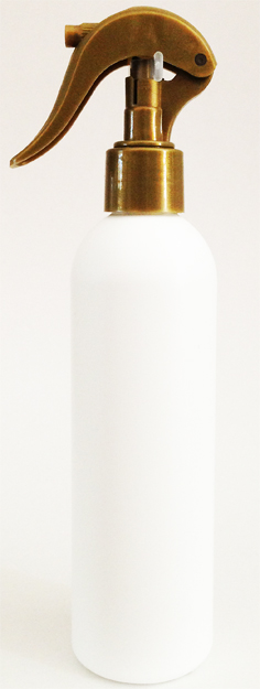 SNSET-250WBHDPEGSNS-250ml White HDPE Boston Bottle with a 24/410 Gold Swan Neck Sprayer 