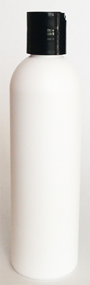 SNSET-250WBHDPEBDTL-250ml White HDPE Boston Bottle with a 24/410 Black Disc Top Lid