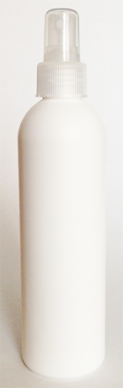 SNSET-250WBHDPECFRFMS-250ml White HDPE Boston Bottle with 24/410 Clear Fine Ribbed Fine Mist Sprayer 