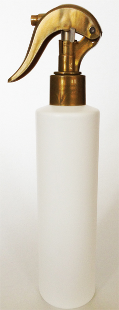 SNSET-250WCSQHDPEMGSNS-250ml White HDPE Cylindrical Bottle with Square Shoulder and 24/410 Metallic Gold Swan Neck Sprayer