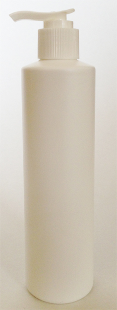 SNSET-250WCSQHDPEWFRP-250ml White HDPE Cylindrical Bottle with Square Shoulder and 24/410 White Fine Ribbed Pump