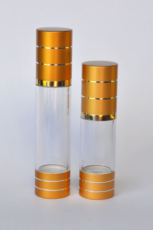 APBG30-Airless Pump Bottle-Round-Gold Cap and Base-30ml