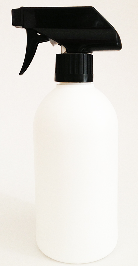 500ml White HDPE Boston Bottle with 28/410 Black Trigger Sprayer