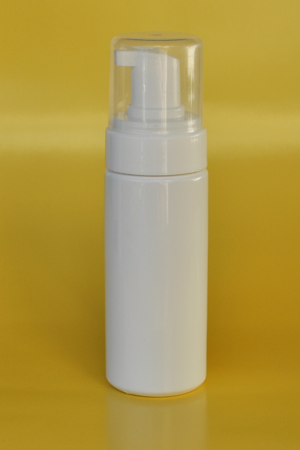 SNFBW150-White Foamer Bottle 150ml with White Pump and Clear Over Cap