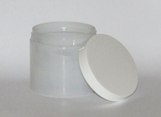 SNSETEJNW-TRANSLUSCENT WHITE PLASTIC JAR, 16 OZ (~473ml) PET SINGLE WALL ROUND WITH AN 89/400 FINISH, ROUND BASE WITH WHITE 89/400 Flat matching Lid  