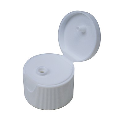 FLIP TOP PLASTIC CAP WHITE FINE RIBBED CLOSURE WITH A 24/410 FINISH SNDR-FTW24410