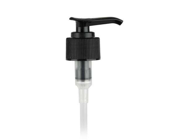 SNHL-22936-BLACK LOTION PUMP, 24/410 FINISH, FINE RIBBED