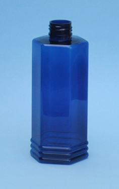 SNEP-THBPET250HEX-250ml Blue Hexagonal PET bottle with 24/410 neck