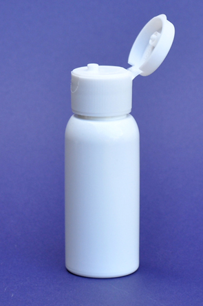 SNSET-50WBPETWFTL-50ml White Boston PET Bottle with Fine Ribbed White Flip Top Lid 24/410  