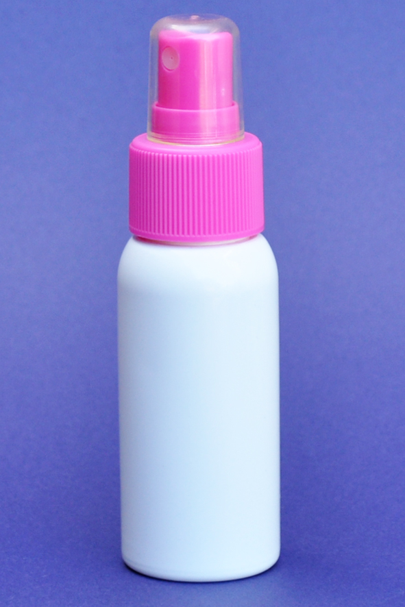 SNSET-50WBPETHPFMS-50ml White Boston PET Bottle with Hot Pink Fine Mist Sprayer 24/410 