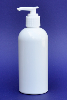 SNSET-250WBPETWFRP-250ml White Boston PET Bottle with White Fine Ribbed Pump 24/410 