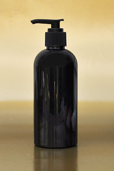 SNSET-250BBPETBFRP-250ml Black Boston PET Bottle with Black Fine Ribbed Pump 24/410