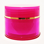 SNJAR5HPGR-5ml Hot Pink Acrylic Jar with Flat Lid with Square Base and Gold Rim