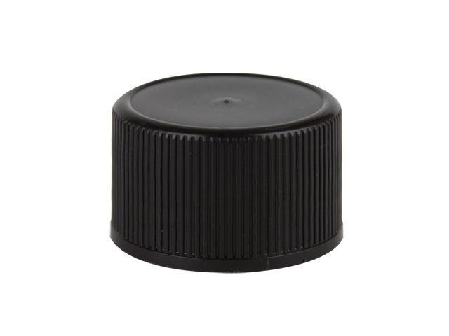 SNDR-29602-BLACK PLASTIC CAP, FINE RIBBED CLOSURE WITH A 38MM FINISH, INCLUDES A .055" F-422 FOAM LINER, SMOOTH TOP