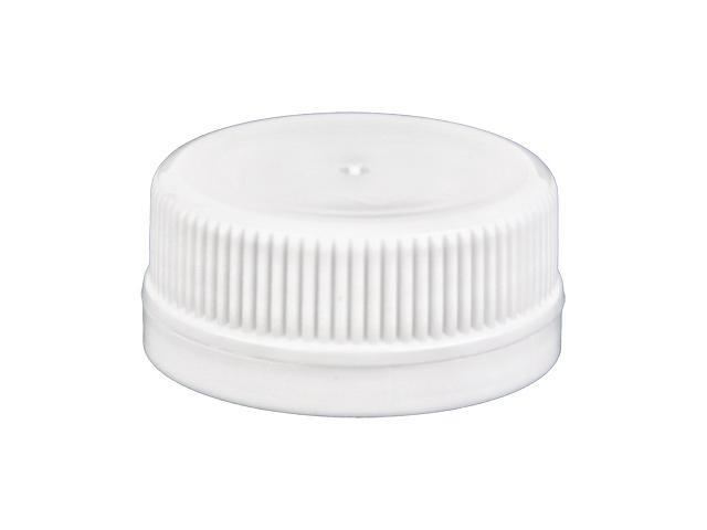 WHITE PLASTIC CAP  FINE RIBBED TAMPER EVIDENT CLOSURE WITH A 38MM FINISH , TAMPER EVIDENT RING, SMOOTH TOP, PLUG SEAL 