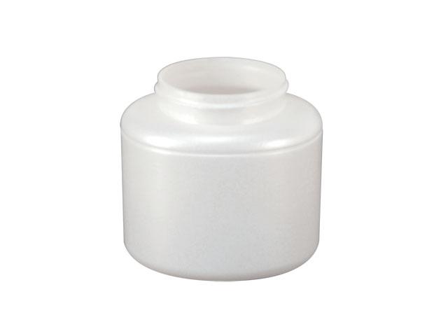 SNEJ-24088-PLASTIC JAR, PEARL WHITE, 400 ML FOOTED SINGLE WALL OVAL WITH A 63MM FINISH, ROUND BASE