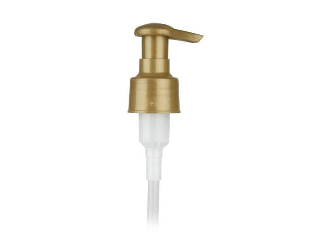 METALLIC PEARL GOLD LOTION PUMP, 24/410 FINISH, SMOOTH, 1.5cc NAUTILUS WITH A LOCK UP HEAD AND A 4 3/4" DIP TUBE