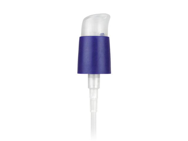 BLUE/NATURAL COSMETIC TREATMENT PUMP, 24/410 FINISH, SMOOTH, SONNET, LOCK UP STYLE WITH A 6 5/8" DIP TUBE, MATTE FINISH, NATURAL ACTUATOR 