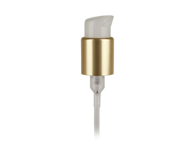 GOLD/NATURAL COSMETIC TREATMENT PUMP, 24/410 FINISH, METAL SHELLED, .5cc, LOCK UP STYLE WITH A 5 15/16" DIP TUBE, NATURAL ACTUATOR