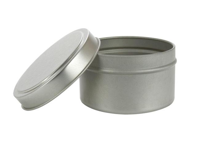 SNSET-2181-6Oz Silver Mettalic TIN Plus LID SET, DEEP, SEAMLESS, 2.8"x1.80" 