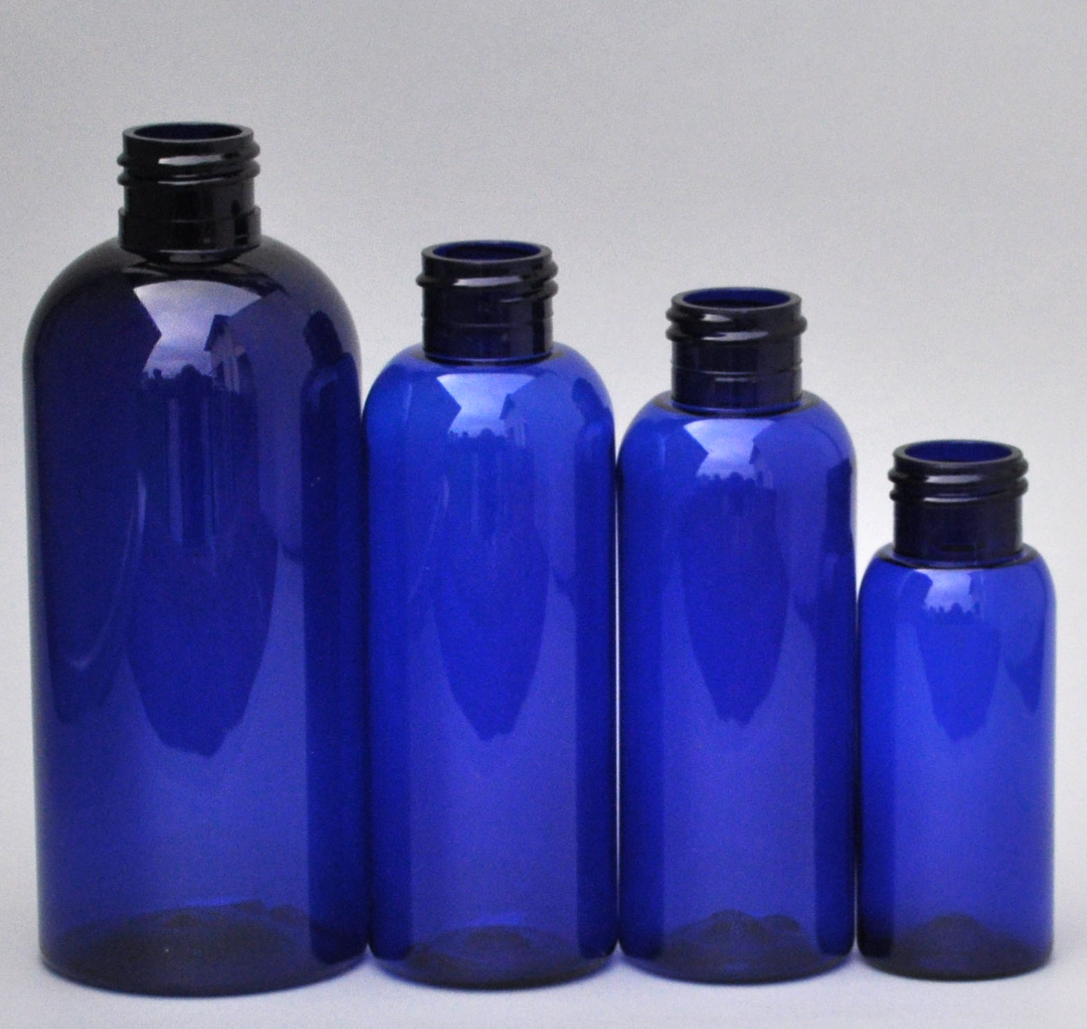 SNEP-250BPETCB-250ml Cobalt Blue PET Boston Bottle with 24/410 Neck