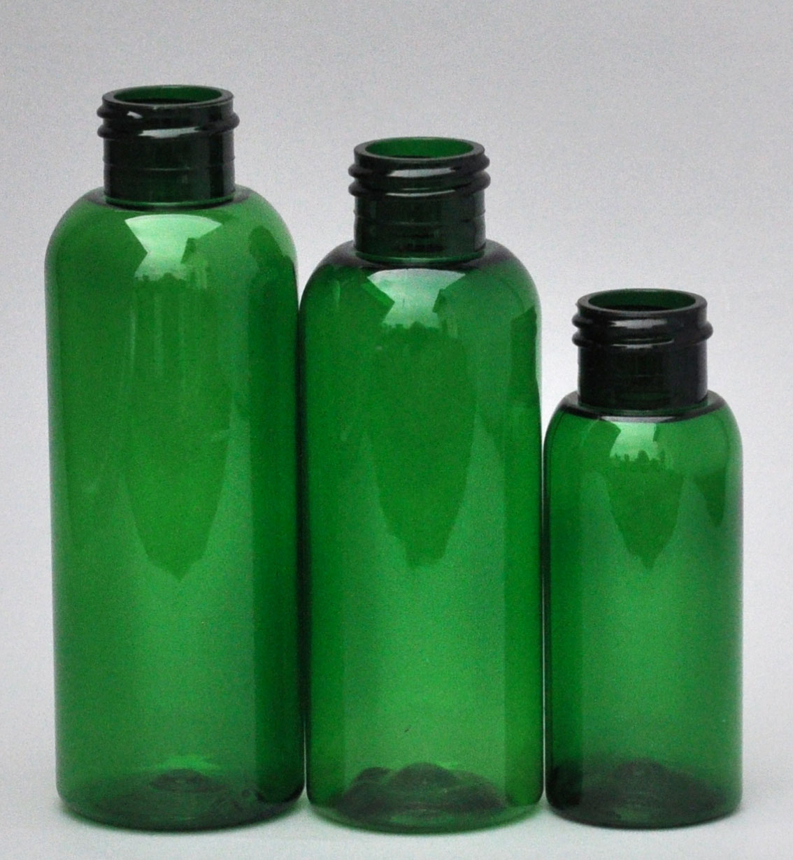 SNEP-50BPETG-50ml Green PET Boston Bottle with 24/410 Neck 