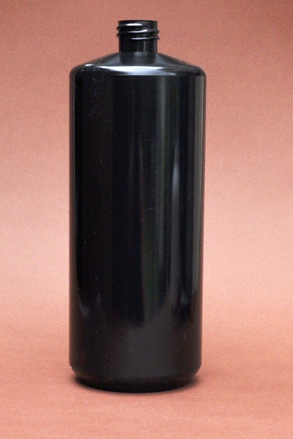 SNEP-50885-1000ml Black PET Cylindrical Bottle with Square Shoulder 28mm 410 Finish 