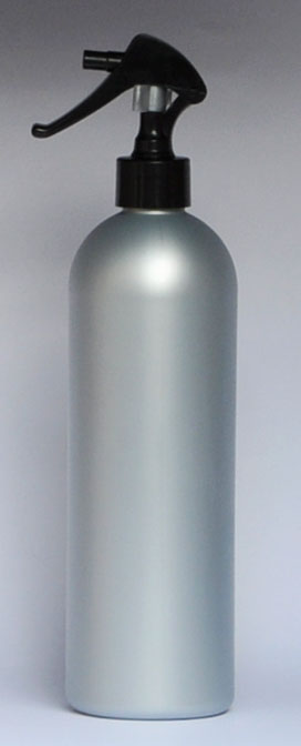 SNSET-28333A-16 OZ. SILVER HDPE BULLET WITH A 24/410 BLACK SWAN NECK SPRAYER