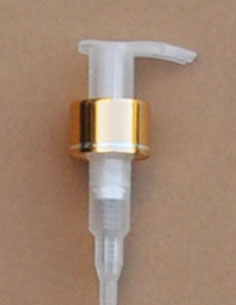 SNHL-37742-24/410 Pump with Shiny Metallic Gold Rim and Natural Plastic Pump Top 