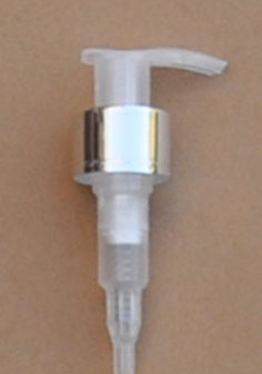 SNHL-37743-24/410 Pump with Shiny Metallic Silver Rim and Natural Plastic Pump Top 