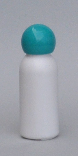 SNSET-4222-30ml White HDPE Boston Bottle with 18/415 Torquoise Dome Cap