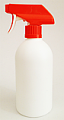500ml White HDPE Boston Bottle with 28/410 Orange/White Trigger Sprayer