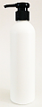SNSET-250WBHDPEBFRPRTP-250ml White HDPE Boston Bottle with 24/410 Black Fine Ribbed Pump with Rounded Thumb Press