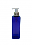SNSET-SQ250PETCBMSNP-PET Plastic Bottle-Square-Cobalt Blue-250ml with Metallic Silver/Natural Pump