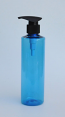 SNSET-THSBPETRSQ250BWTBP-Round PET Bottle Sky Blue Coloured with Square Shoulder 250ml With a 24/410 Black Wide Thumb Base Plastic Pump