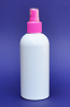 SNSET-250WBPETPFMS-250ml White Boston PET Bottle with Fine Ribbed Pink Fine Mist Sprayer 24/410   