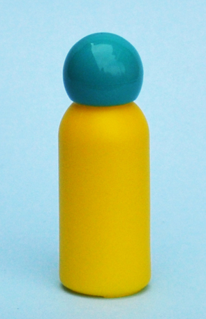 SNSET-4225-30ml Yellow HDPE Boston Bottle with 18/415 Aqua Dome Cap