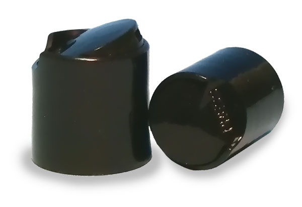 BLACK DISPENSING CAP, SMOOTH DISC-TOP CLOSURE WITH A 28/410 FINISH 
