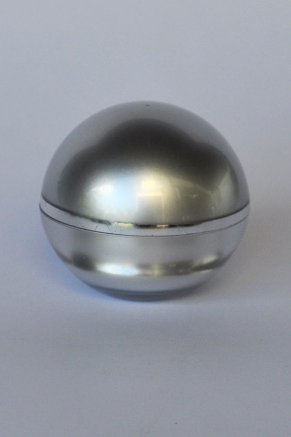 CGJS50-Cosmetic Glode Jar-50g-Silver with Metallic Silver Ring (With Lid) 