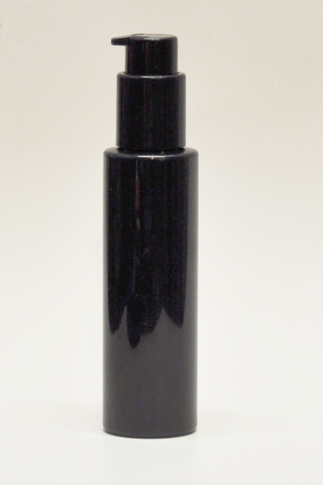 SNSET-4CYPETBBCP-4Oz (118ml) Black PET Cylindrical Bottle with Black Cosmetic Pump 24/410