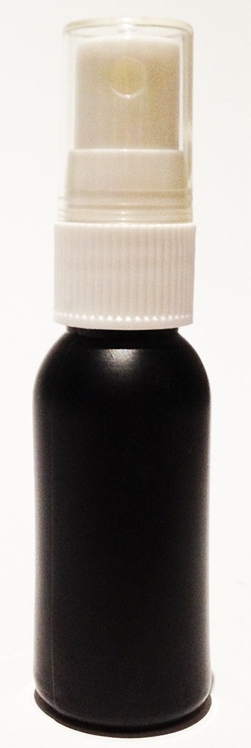 SNSET-4235-30ml Black HDPE Boston Bottle with 18/415 White Fine Mist Sprayer