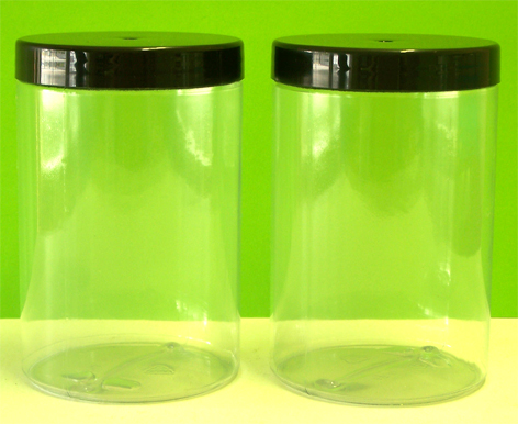 Plastic Jar Clear 500g with Black Plastic Lid 