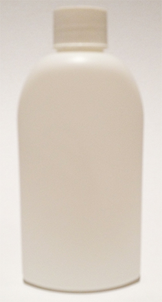 SNSET-23761FRL-6Oz White HDPE Flat Sided Oval Bottle with 24/410 White Fine Ribbed Continuous thread Screw top Lid