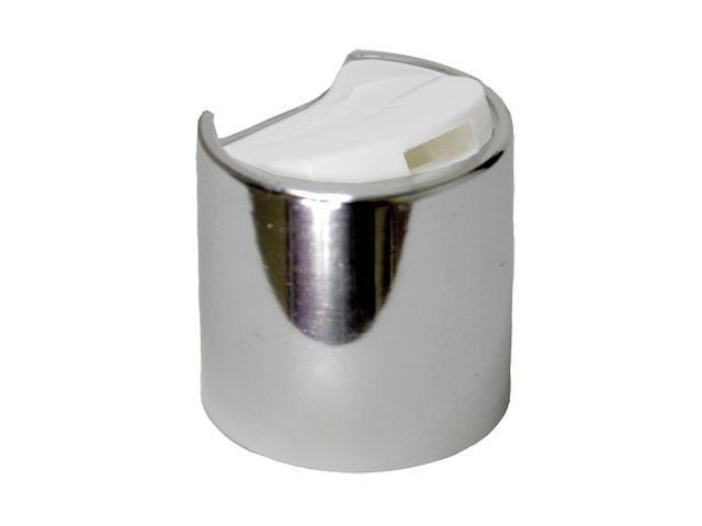 SNDD-24805-Metallic Silver Disc Top Dispensing Cap 24/410 Closure (White Thumb Press) 