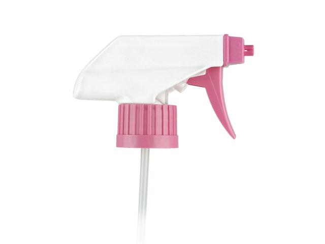 SNHT-20409-WHITE/PINK TRIGGER SPRAYER, 28MM RATCHET FINISH, TS-800 ERGO FOAM/OFF WITH A 9 1/4" DIP TUBE, BENT DIP TUBE