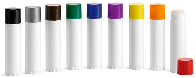 SNLIPWB0805-16-0.15Oz (4.4ml) White Cylindrical Lip Balm Tube (67mm Height 16mm Dia) with Orange Cap
