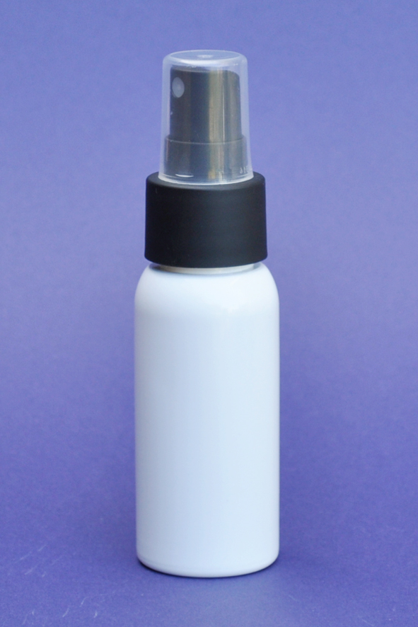 SNSET-50WBPETBFMS-50ml White Boston PET Bottle with Black Fine Mist Sprayer 24/410